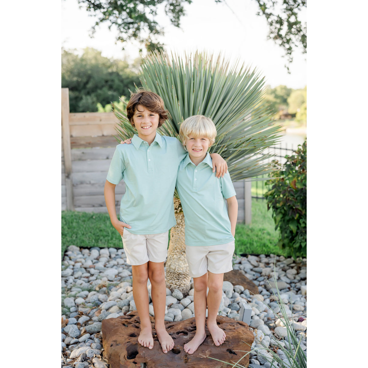 Will Boys' Golf Performance Polo Shirt - Green Stripes - HoneyBug