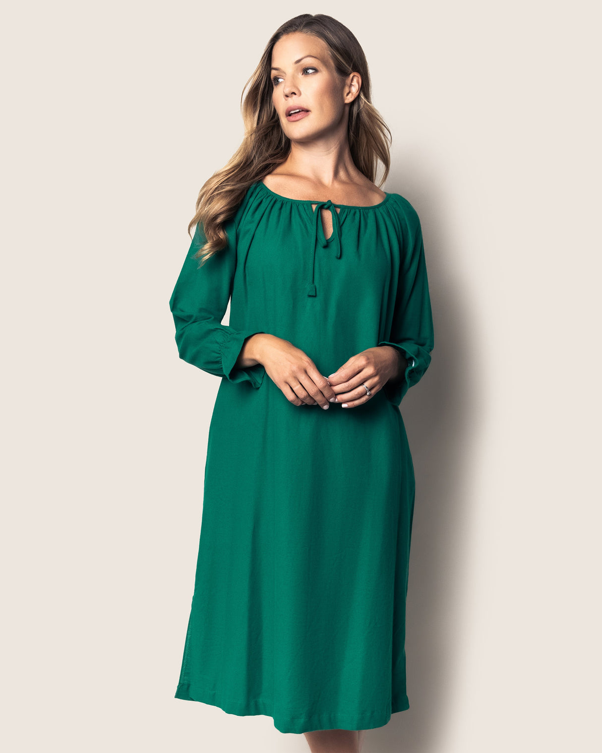 Women's Green Flannel Delphine Nightgown - HoneyBug