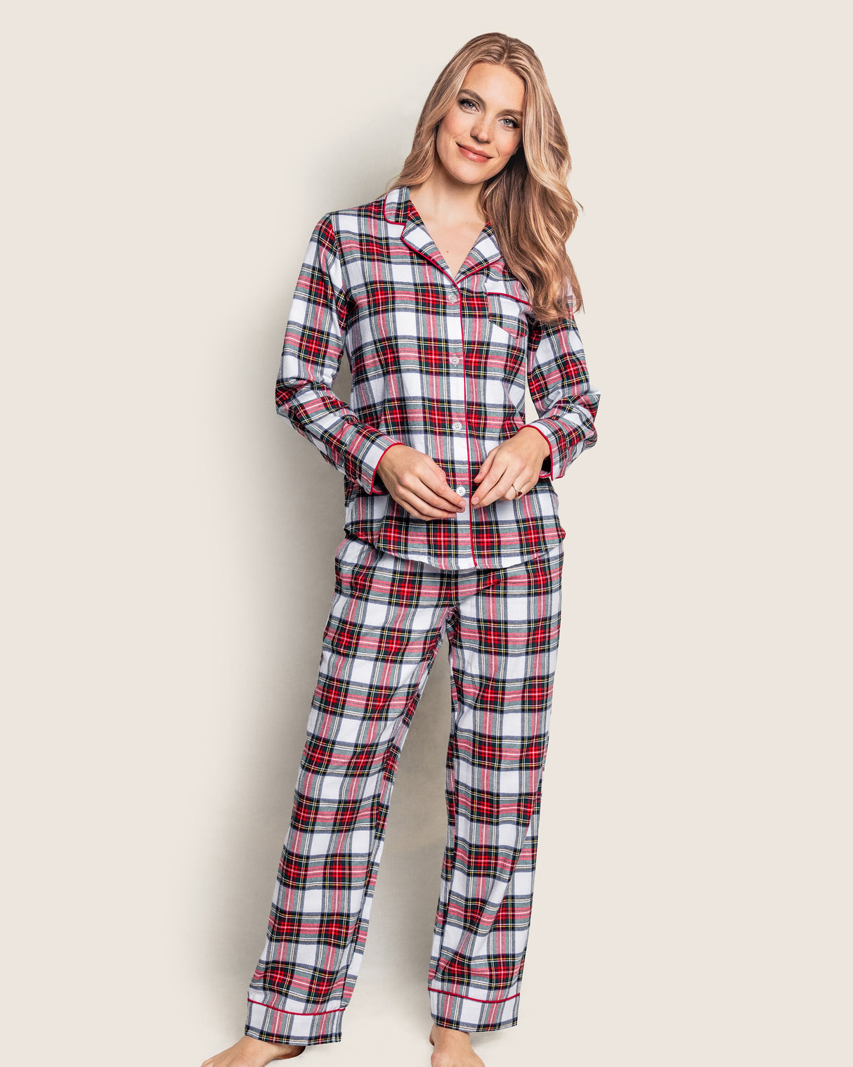 Women's Brushed Twill Pajama Set in Balmoral Tartan - HoneyBug