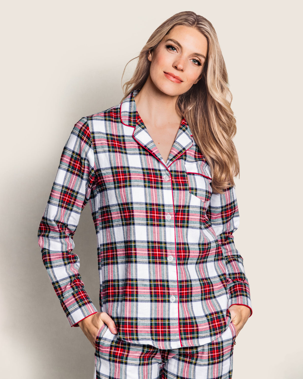 Women's Brushed Twill Pajama Set in Balmoral Tartan - HoneyBug
