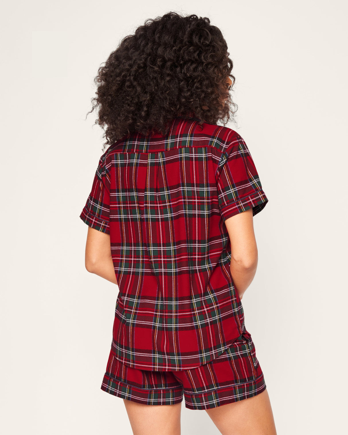 Women's Brushed Twill Short Sleeve Short Set in Imperial Tartan - HoneyBug