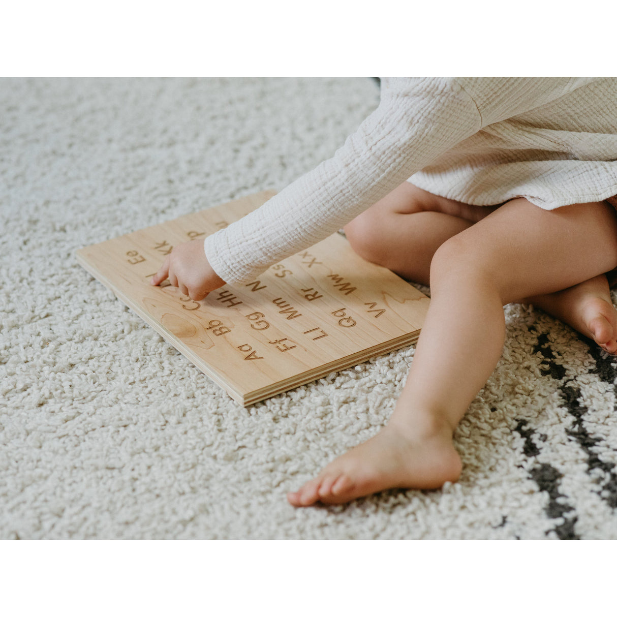 Wooden Alphabet Montessori Board and Tabletop Reference Chart β’Β Modern Sans Serif - HoneyBug