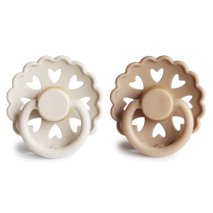 FRIGG Andersen Fairytale Natural Rubber Pacifier 2-Pack - Cream/Silky Satin - HoneyBug