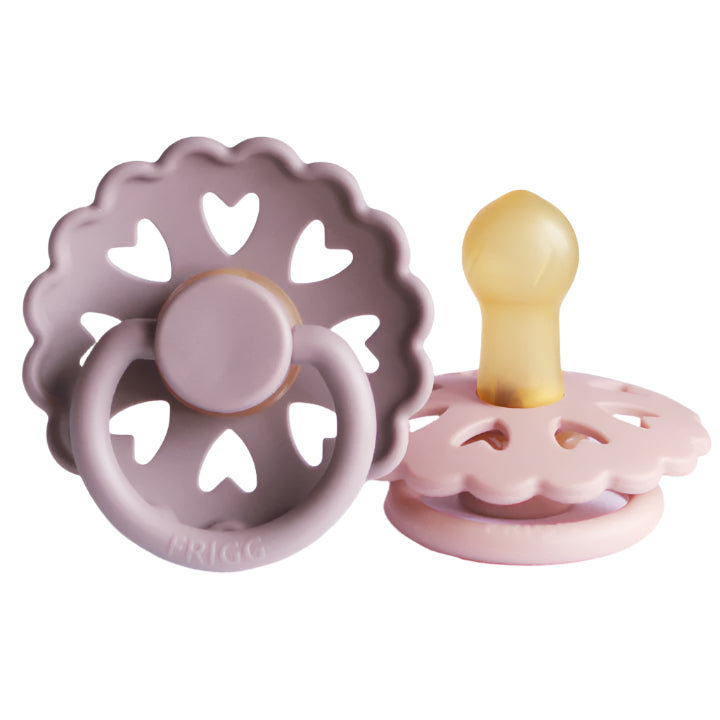 FRIGG Andersen Fairytale Natural Rubber Pacifier 2-Pack - Twilight Mauve/Primrose - HoneyBug