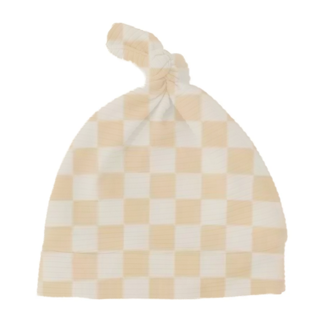 Butter Yellow Checkered Knotted Hat