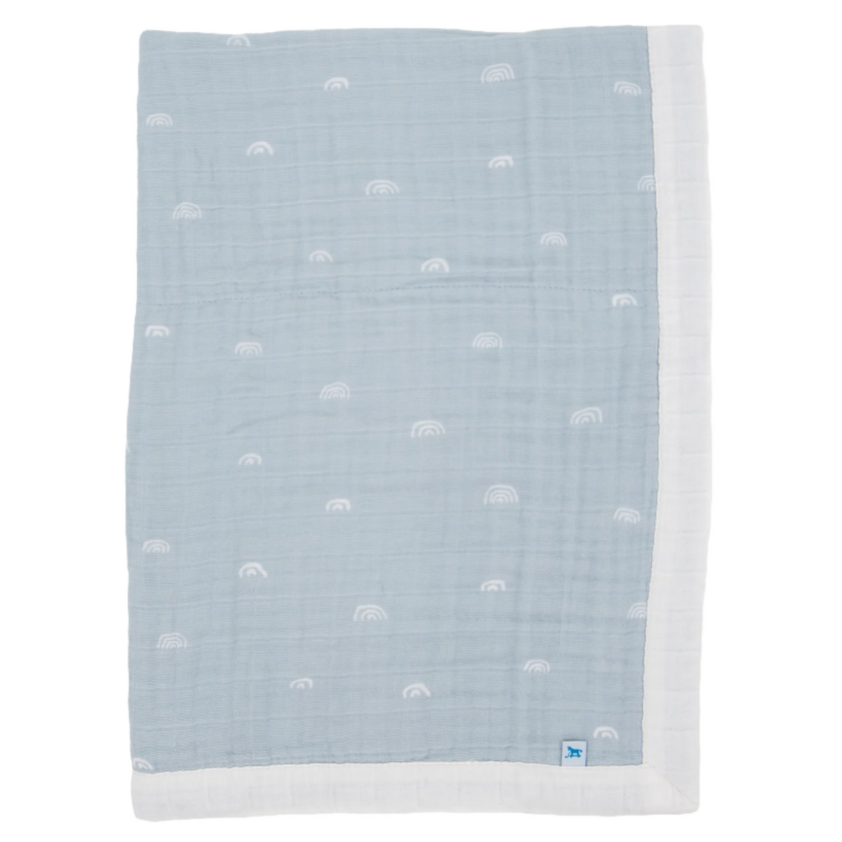 Cotton Muslin Baby Quilt - Blue Rainbow - HoneyBug
