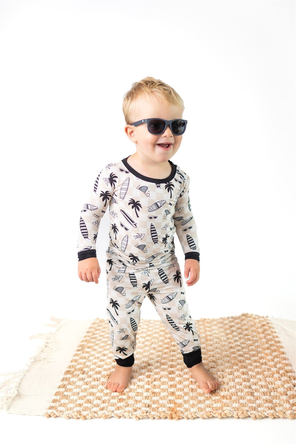 Checkered Surfboards | Two Piece Bamboo Pajama Set - HoneyBug