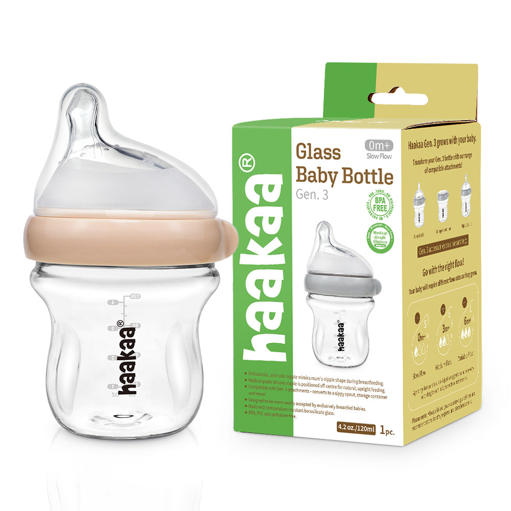 Haakaa Generation 3 Glass Baby Bottle 3 oz/90 ml, 1 PK - HoneyBug