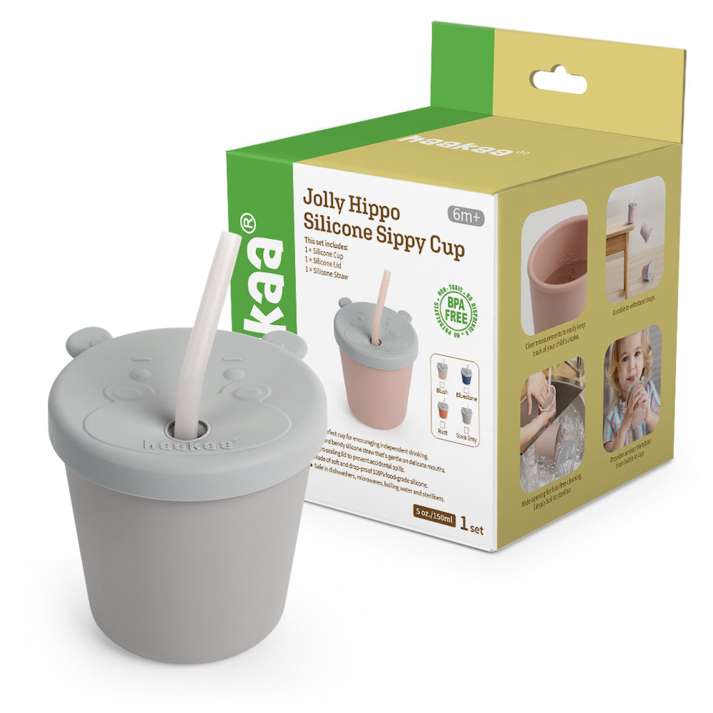 Haakaa Jolly Hippo Silicone Sippy Cup 1 pk - HoneyBug