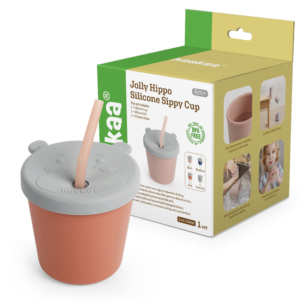Haakaa Jolly Hippo Silicone Sippy Cup 1 pk - HoneyBug