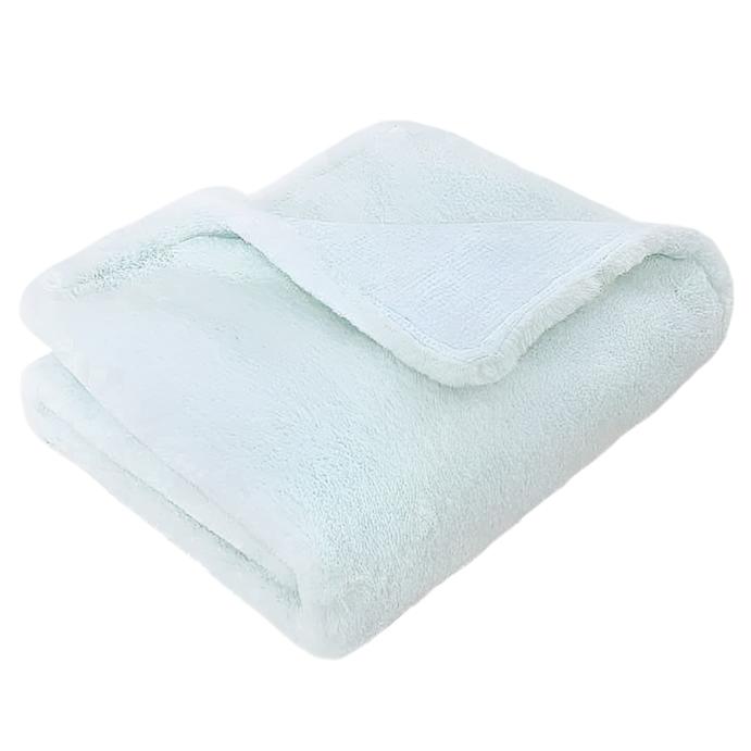 Charmante Luxe Faux Fur Baby Blanket - Blue - HoneyBug