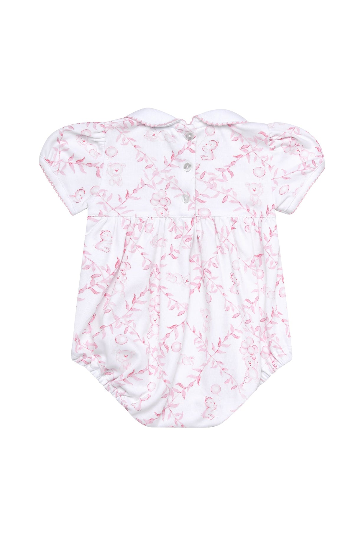 Pink Bears Trellace Smocked Bubble - HoneyBug