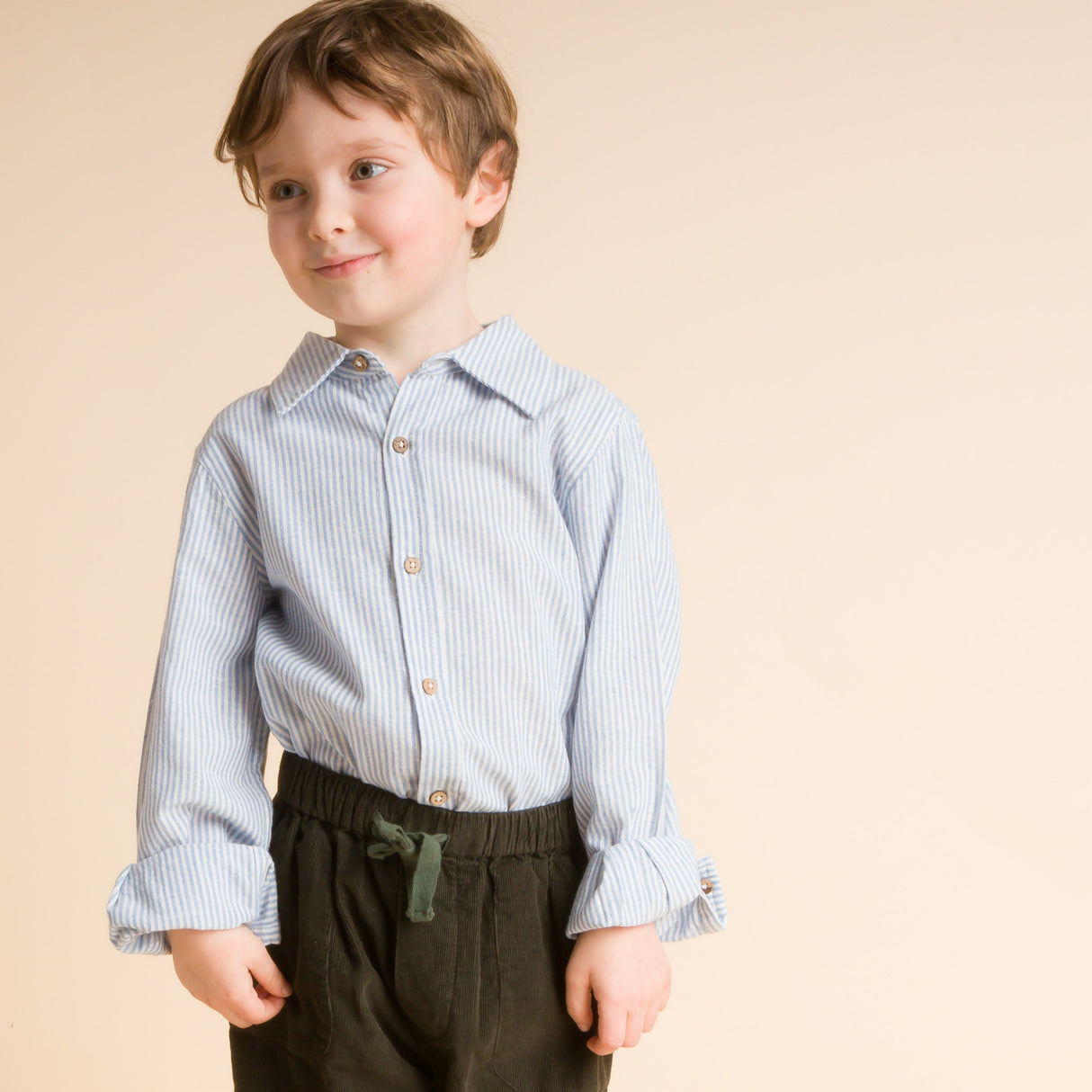 Boys Collar Shirt - Blue Stripe - HoneyBug