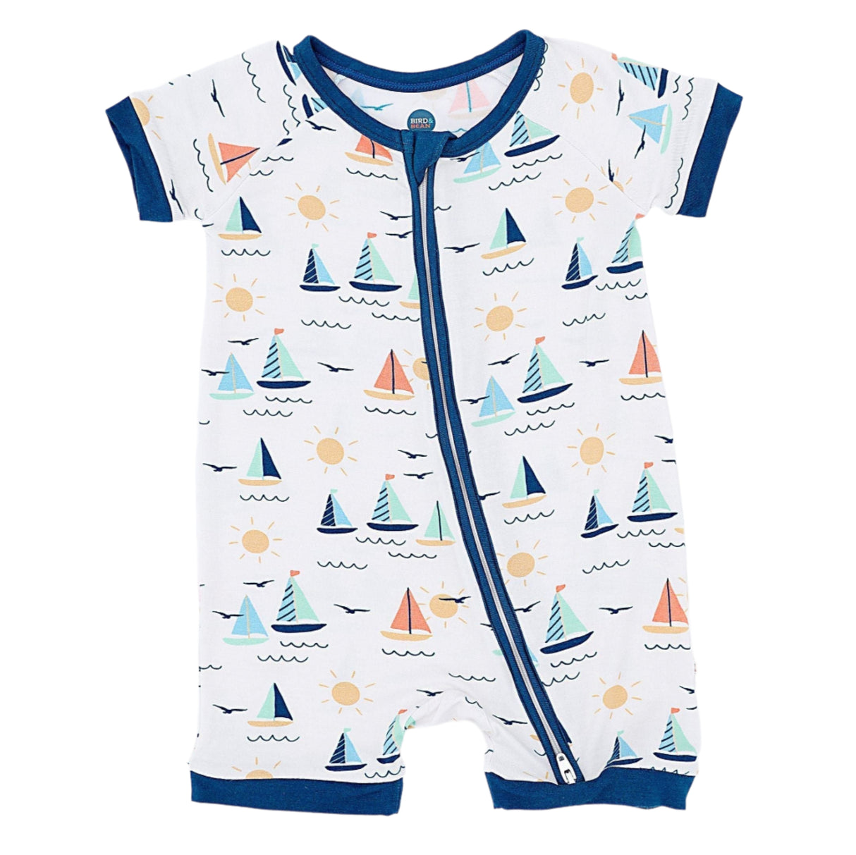 Bamboo Shortie Zip Romper - Kai - HoneyBug