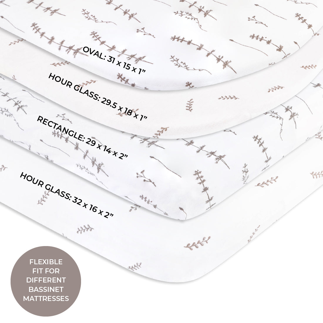 Bassinet Sheet Set - Forest Grey Leaf - HoneyBug