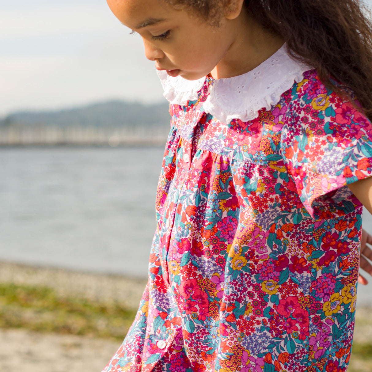 Girls Broderie Collar Fae Dress - Orchid - HoneyBug