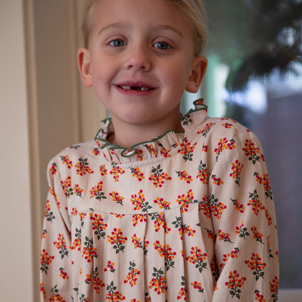 Girls Myrtle Pleated Dress | Autumn Floral - HoneyBug