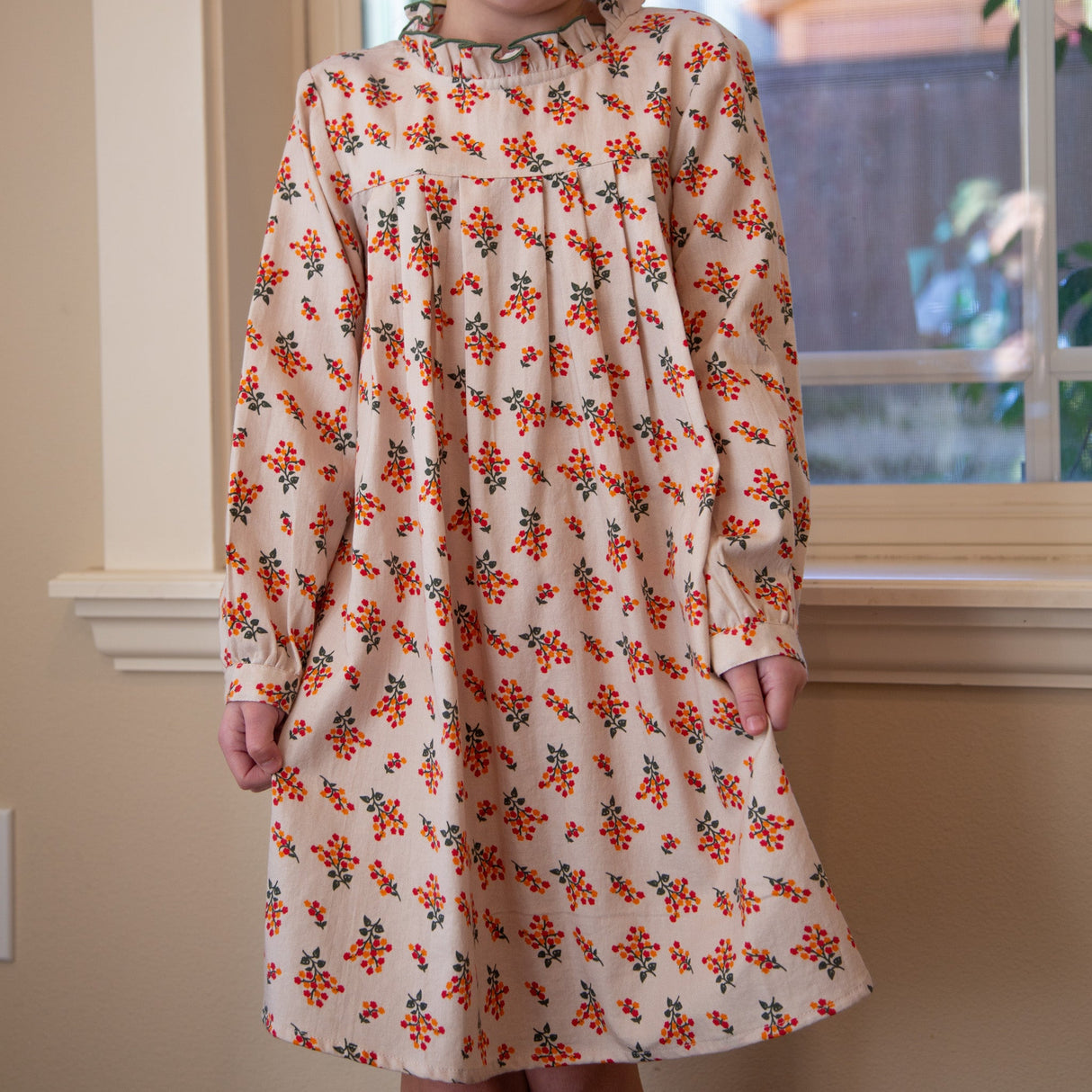 Girls Myrtle Pleated Dress | Autumn Floral - HoneyBug