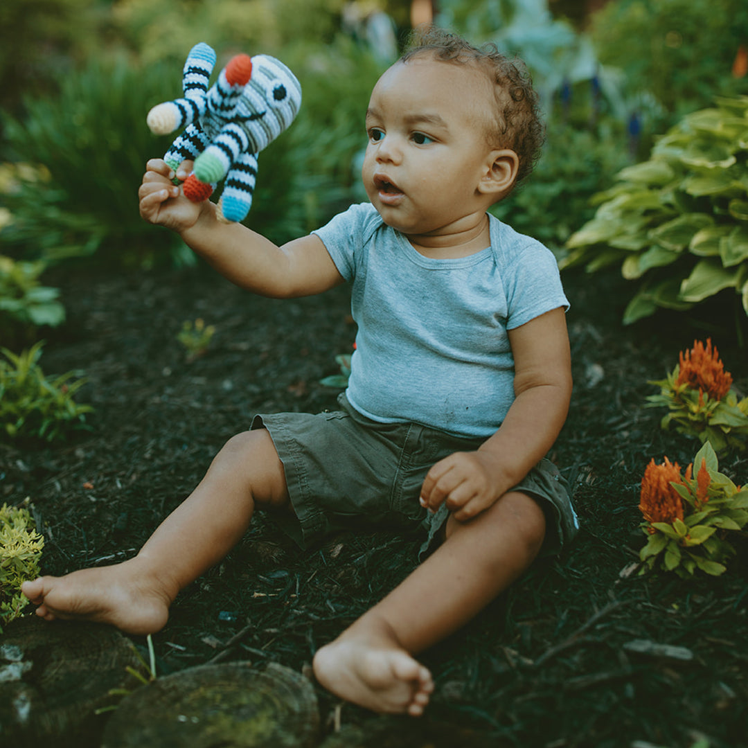 Octopus Rattle Black and White - HoneyBug