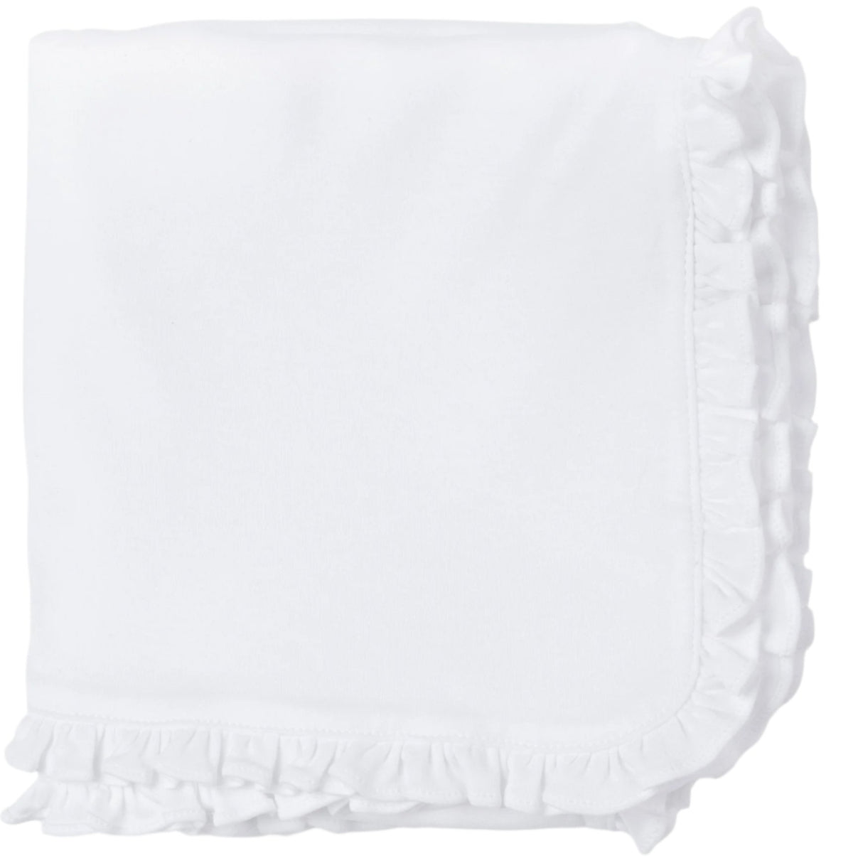 Ruffled Edge Pima Cotton Blanket - White - HoneyBug