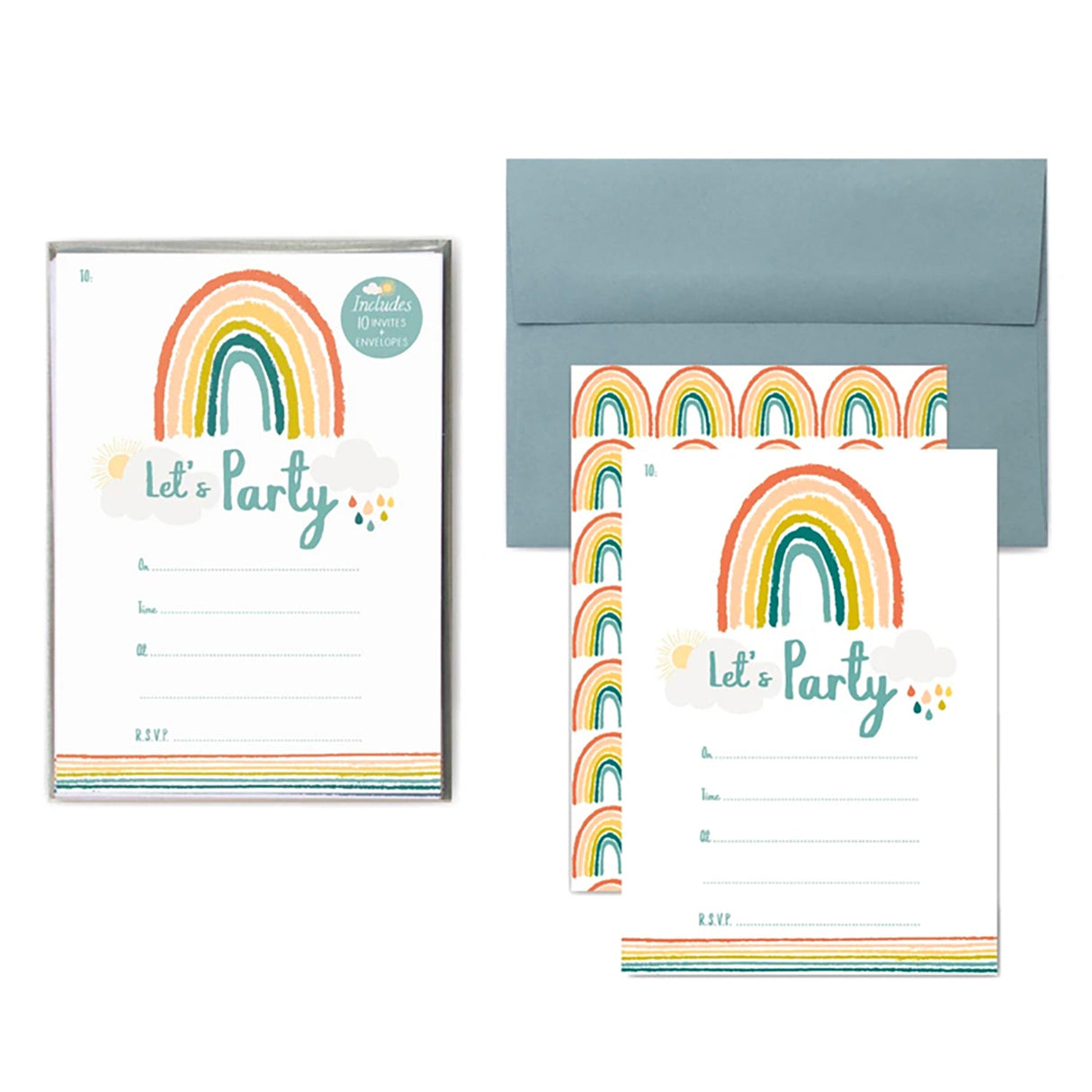 Little Rainbow Birthday Party Invitations - HoneyBug