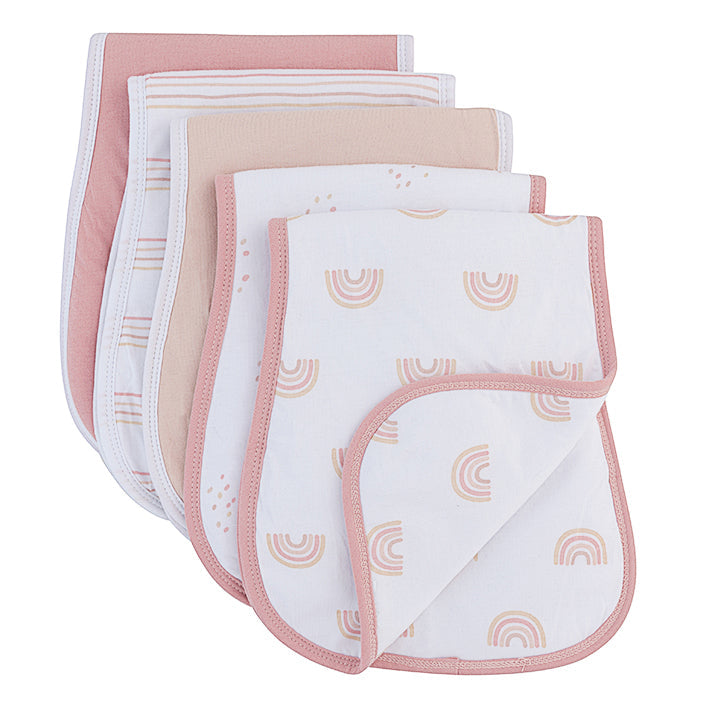 Reversible Burp Cloths - Dusty Pink Rainbow - HoneyBug