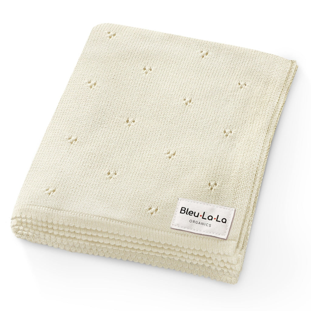 Organic Pointelle Knit Swaddle Blanket - Butter Cream - HoneyBug 