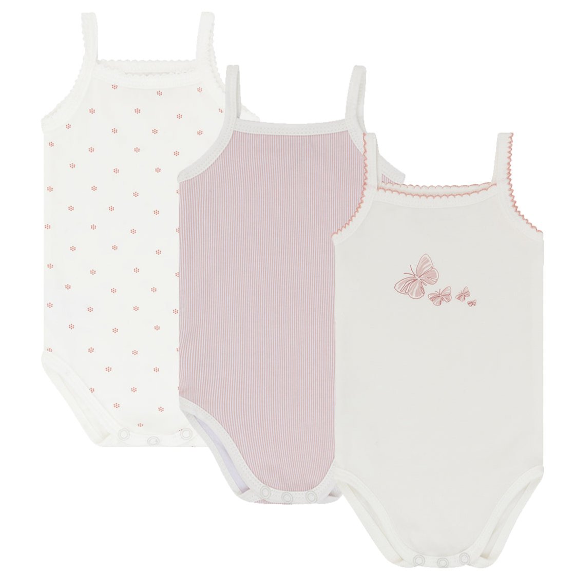 3 Pack Spaghetti Strap Bodysuits - Butterfly - HoneyBug