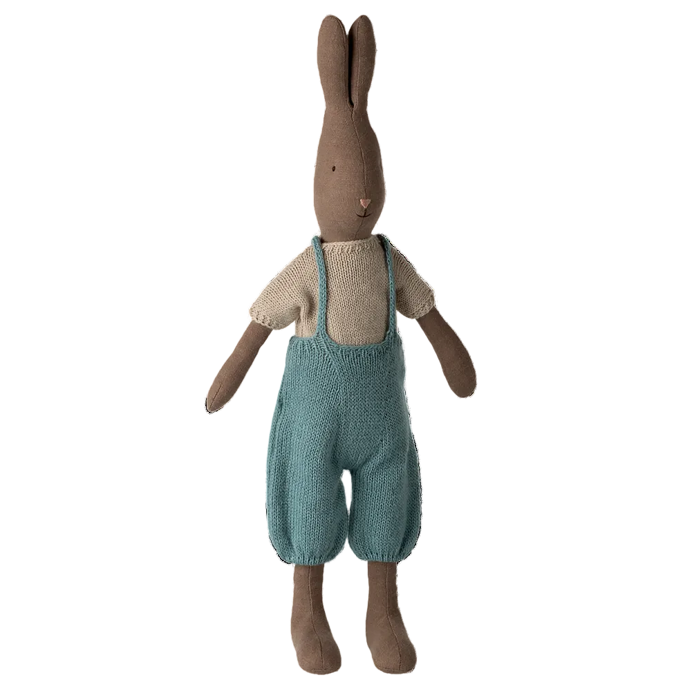 Rabbit, Size 3 - Brown - Knitted shirt and overall