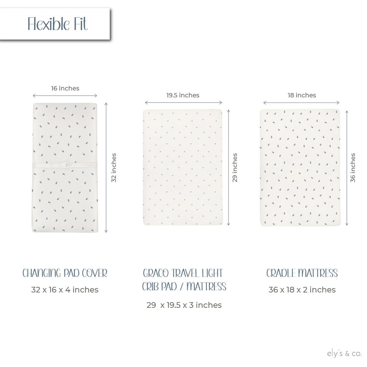 Waterproof Changing Pad Cover | Cradle Sheet Set - Blue Berry - HoneyBug