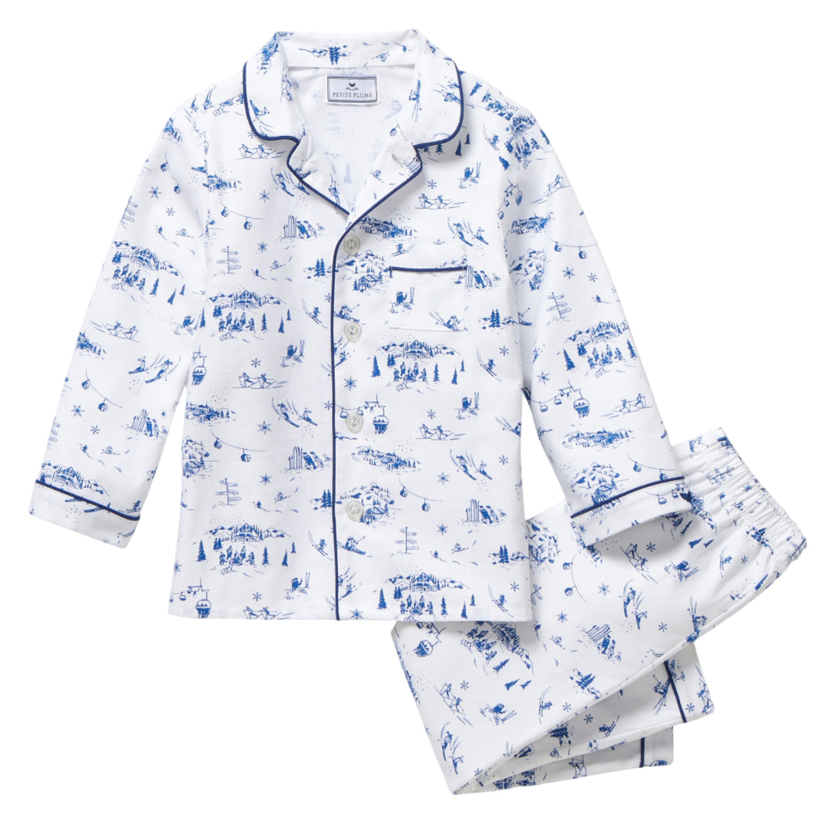 Kid's Twill Pajama Set in Chalet Toile - HoneyBug