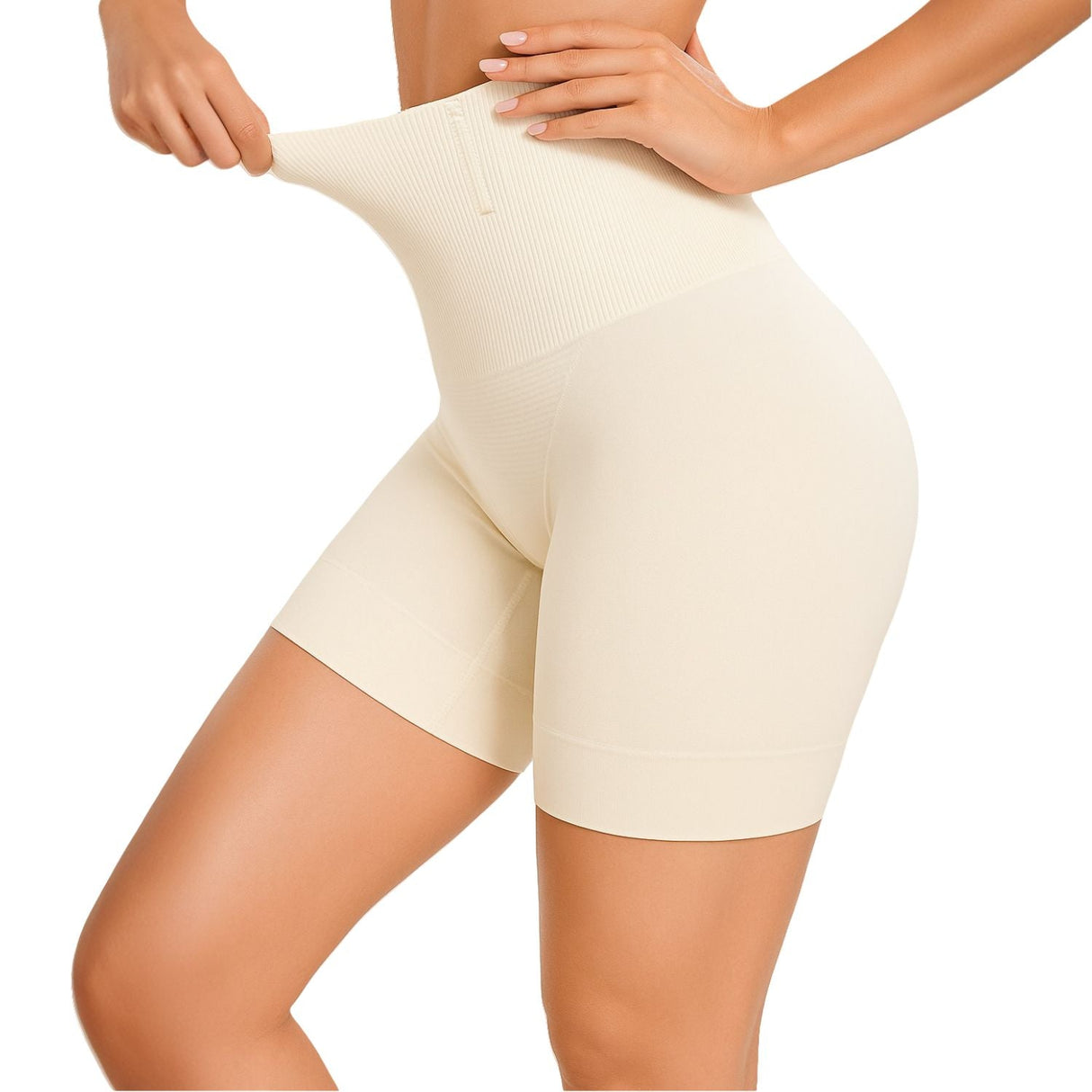 High-Waist Tummy Control Flat-Hem Shorts