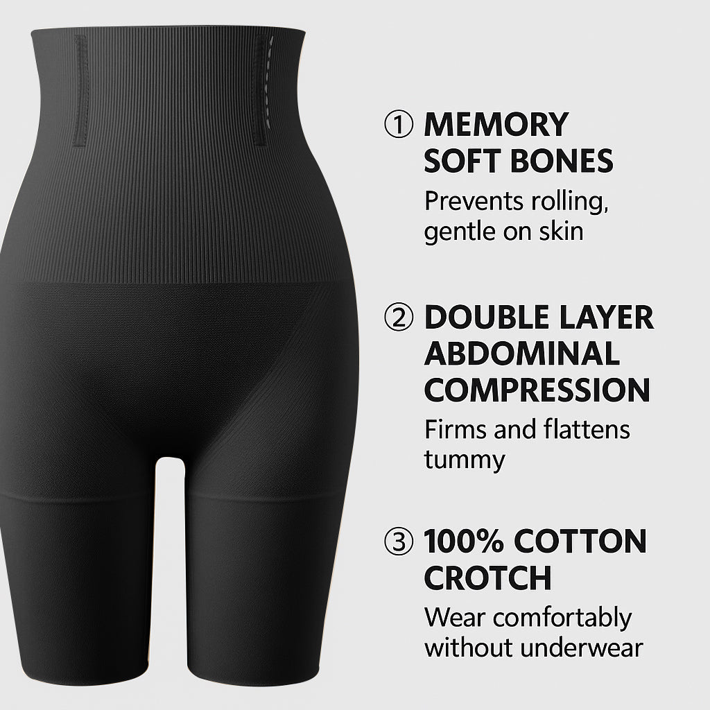 High-Waist Tummy Control Flat-Hem Shorts