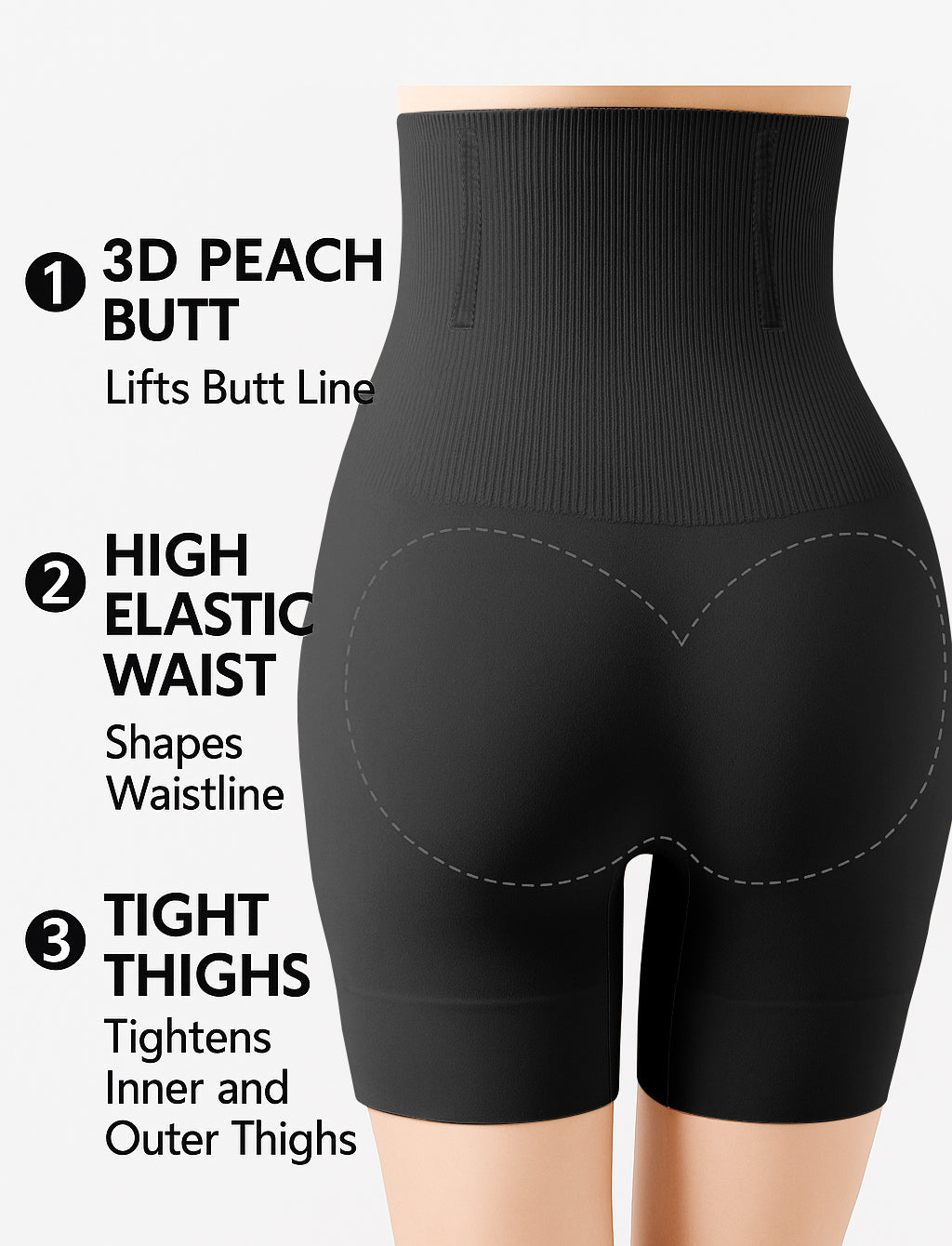 High-Waist Tummy Control Flat-Hem Shorts