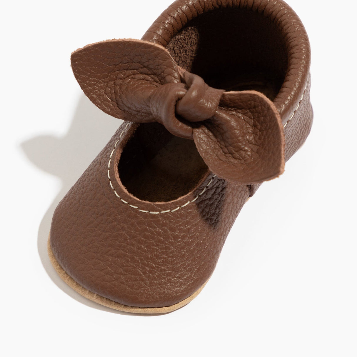 Chestnut Knotted Bow Baby Shoe - HoneyBug