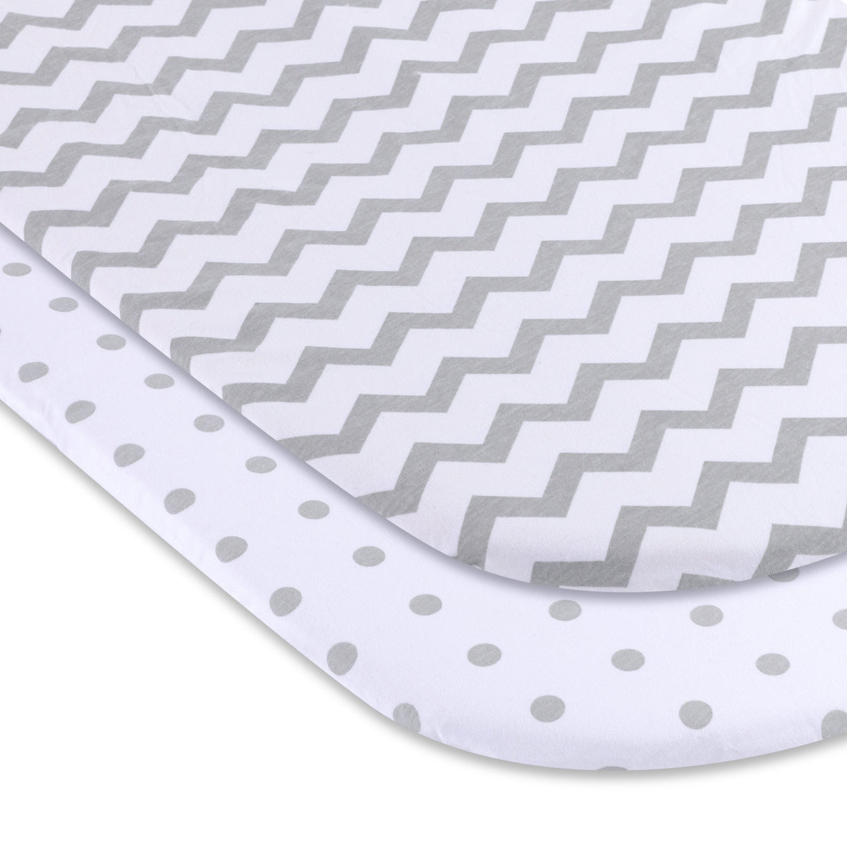 Waterproof Bassinet Sheet Set - Grey Chevron & Polka Dot - HoneyBug