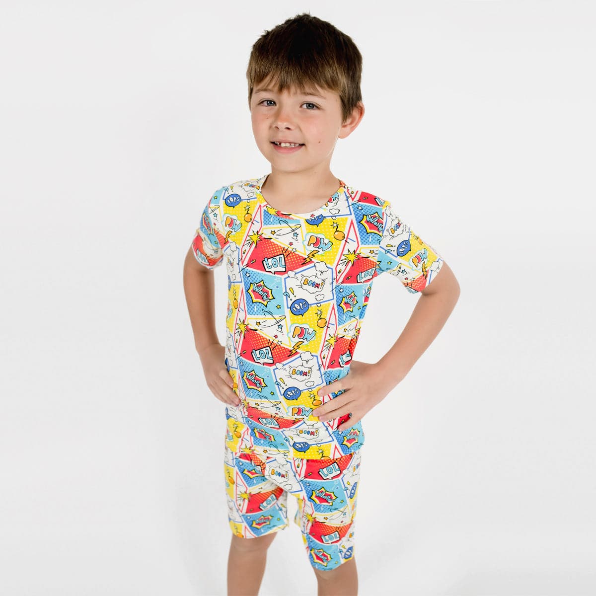 Comic Hero Bamboo Kids Pajama Short Set - HoneyBug