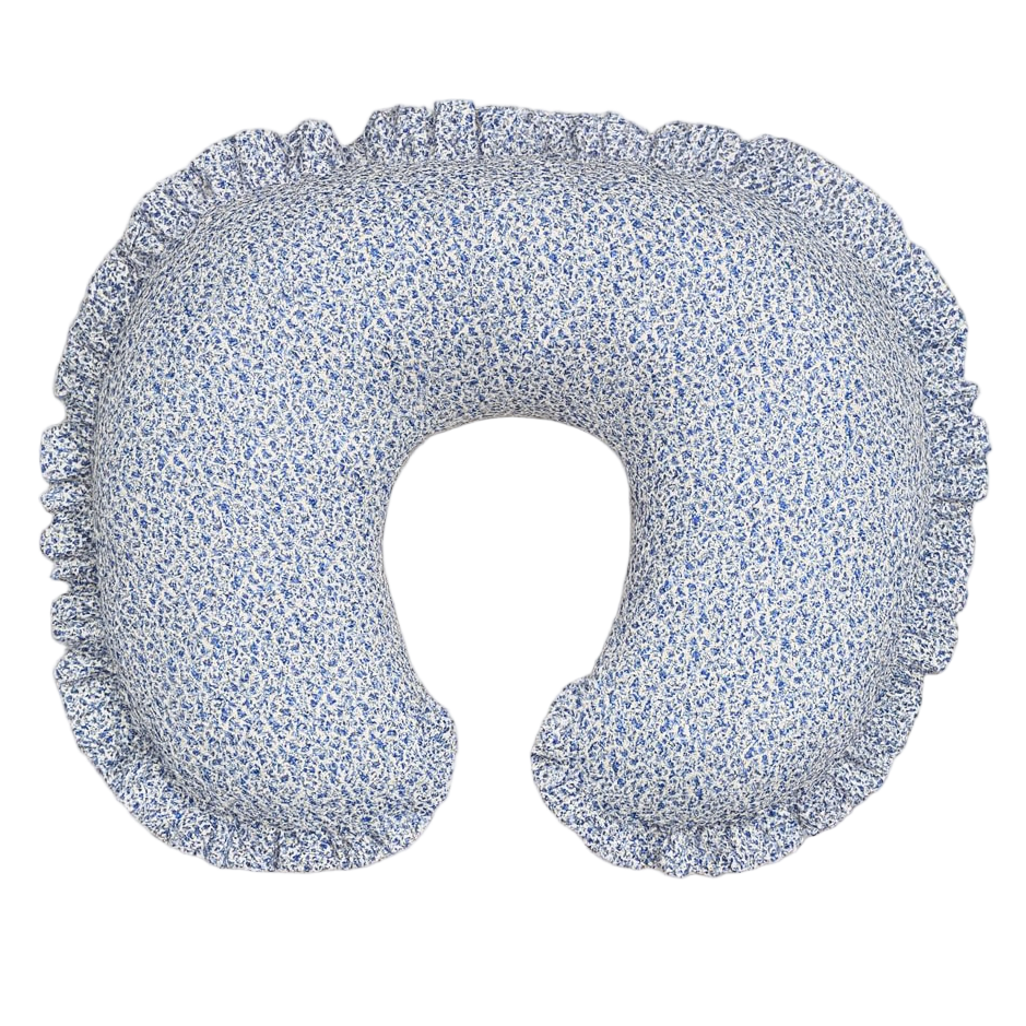 Blue Floral Ruffle Nursing Pillow Cover