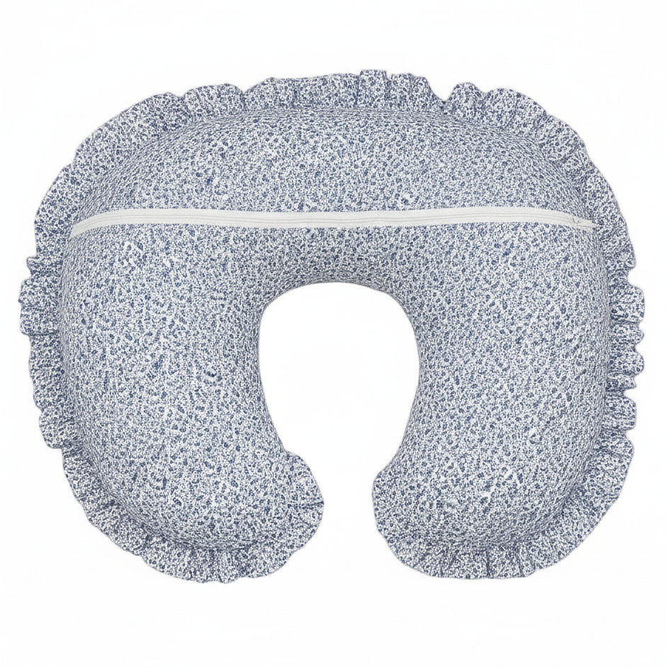 Blue Floral Ruffle Nursing Pillow Cover