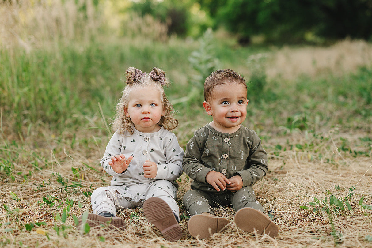 Floral Long Sleeve Button Romper - HoneyBug