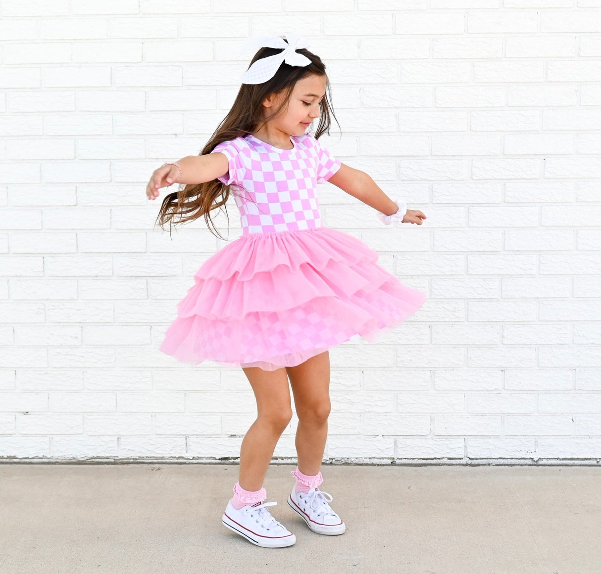 BUBBLEGUM CHECKERS DREAM TUTU DRESS - HoneyBug
