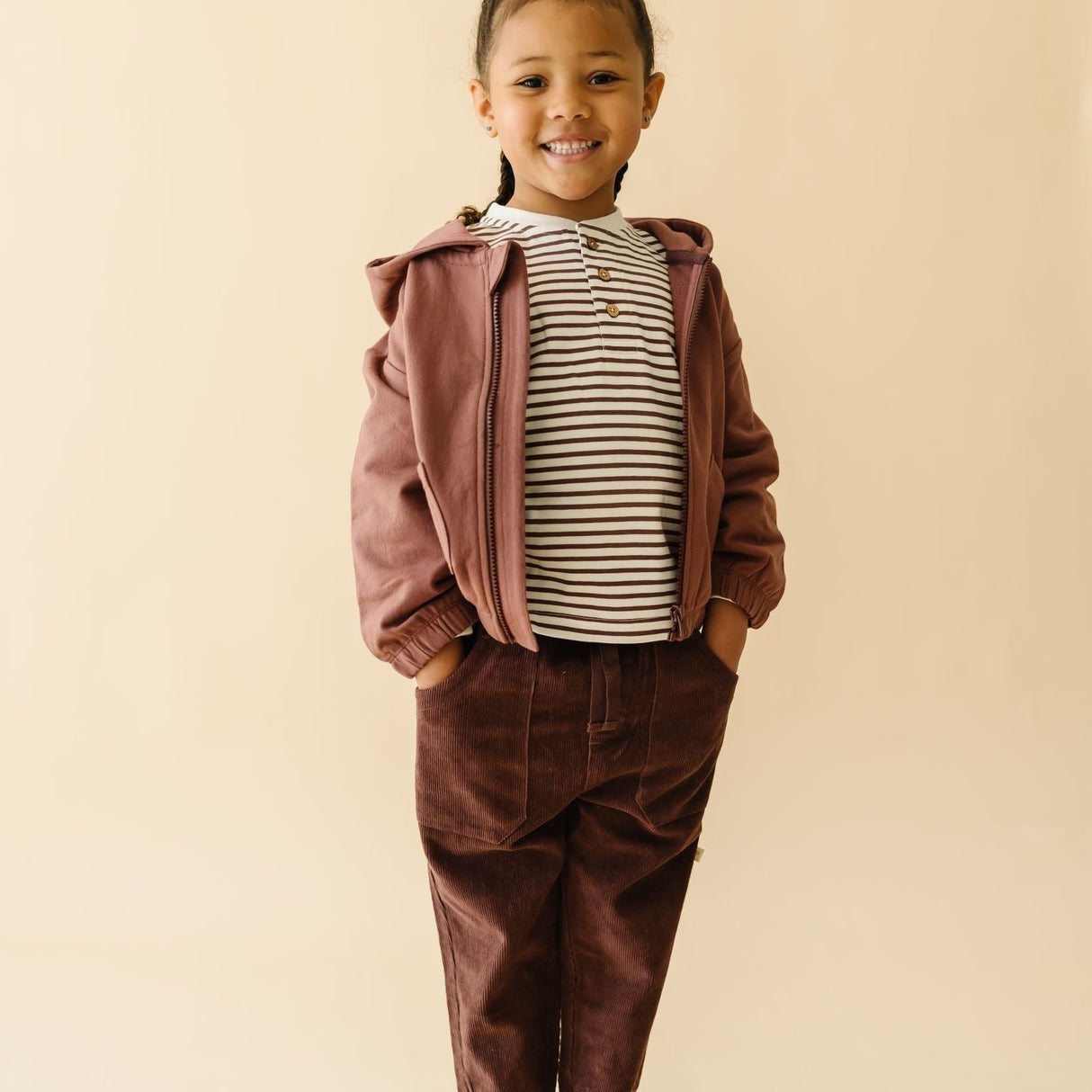 Organic Tee and Corduroy Pant Set - Plum - HoneyBug