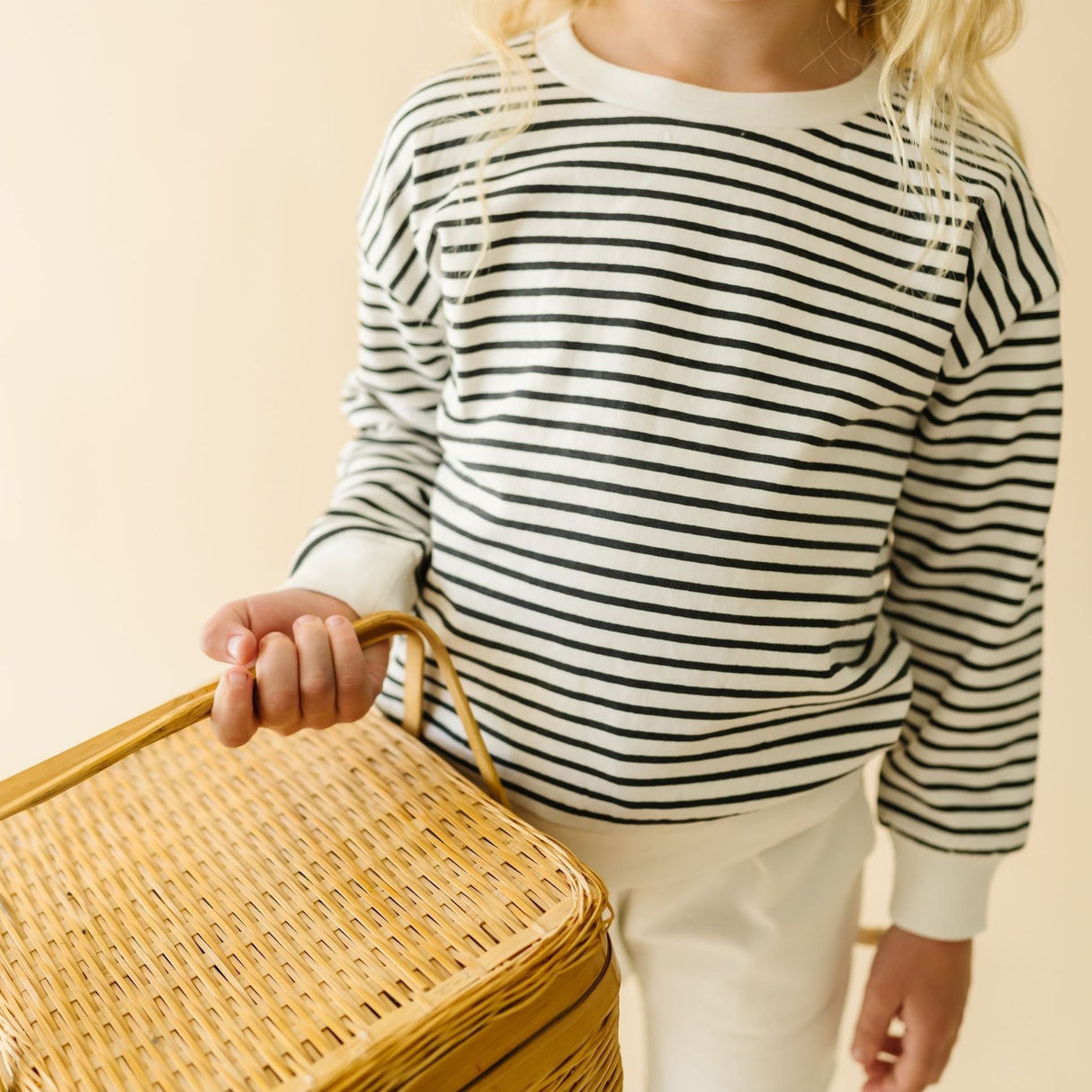 Organic Fleece Sweatshirt - Black Stripes - HoneyBug