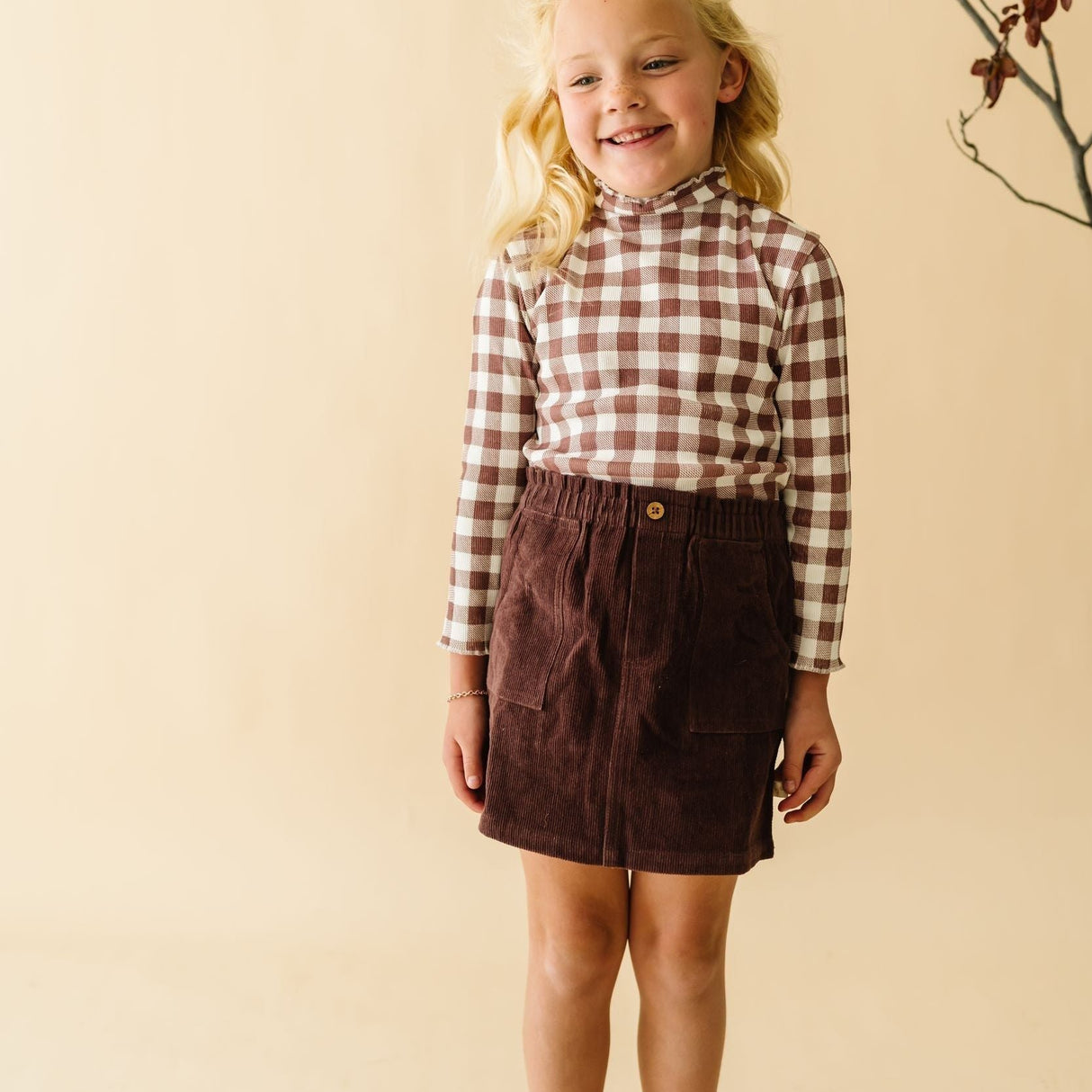 Organic Tee and Corduroy Skirt Set - Plum - HoneyBug