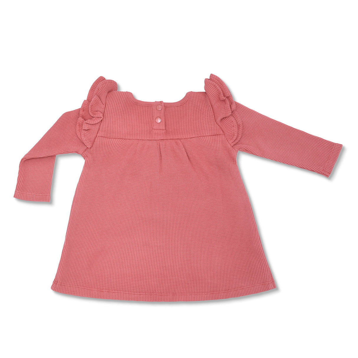 Waffle Long Sleeve Dress - Terra Cotta - HoneyBug