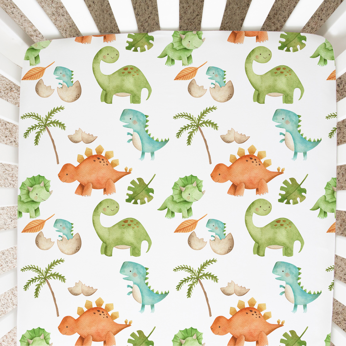 Fitted Crib Sheet - Dinosaurs - HoneyBug