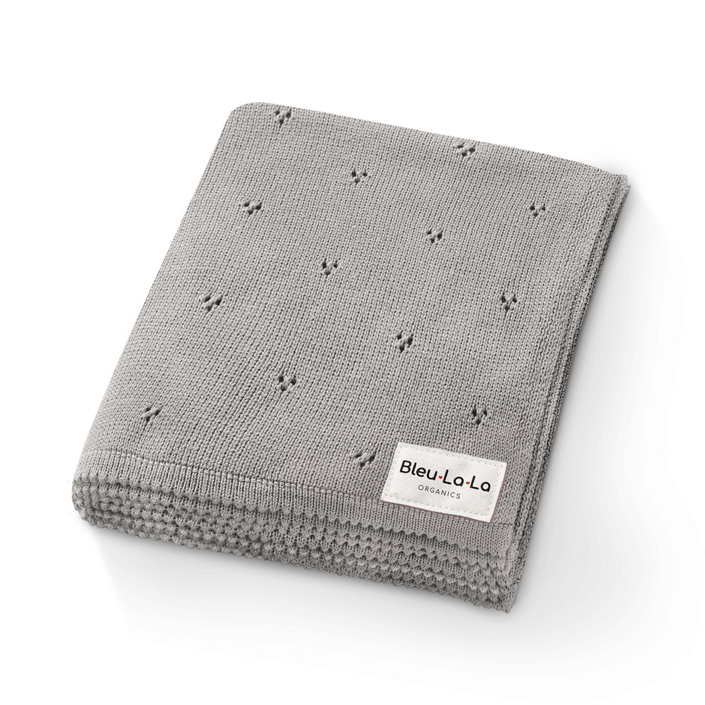Organic Pointelle Knit Swaddle Blanket - Cloud Gray - HoneyBug 