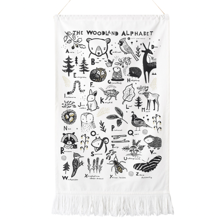 Woodland Alphabet Printed Tapestry - HoneyBug