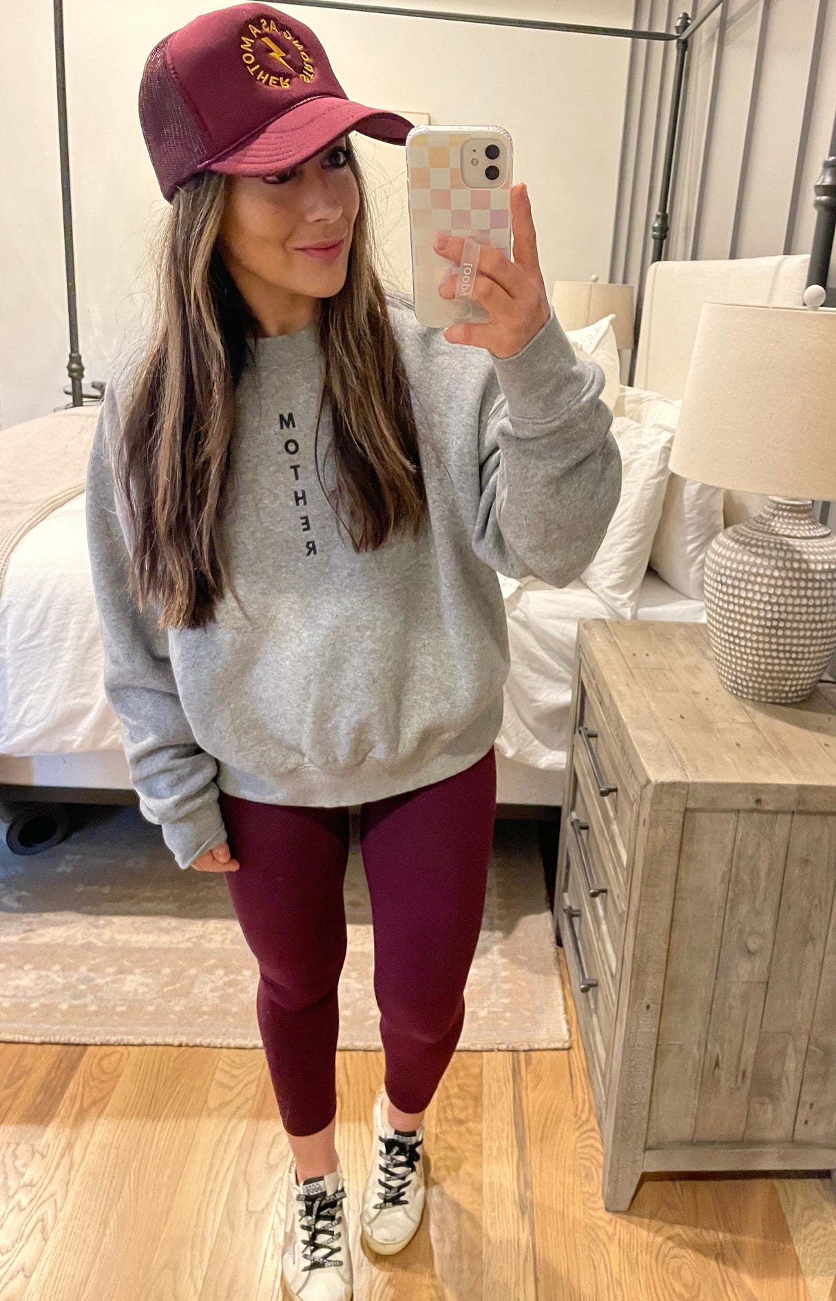 Mother Printed Crew Neck Sweatshirt- Heather Gray - HoneyBug