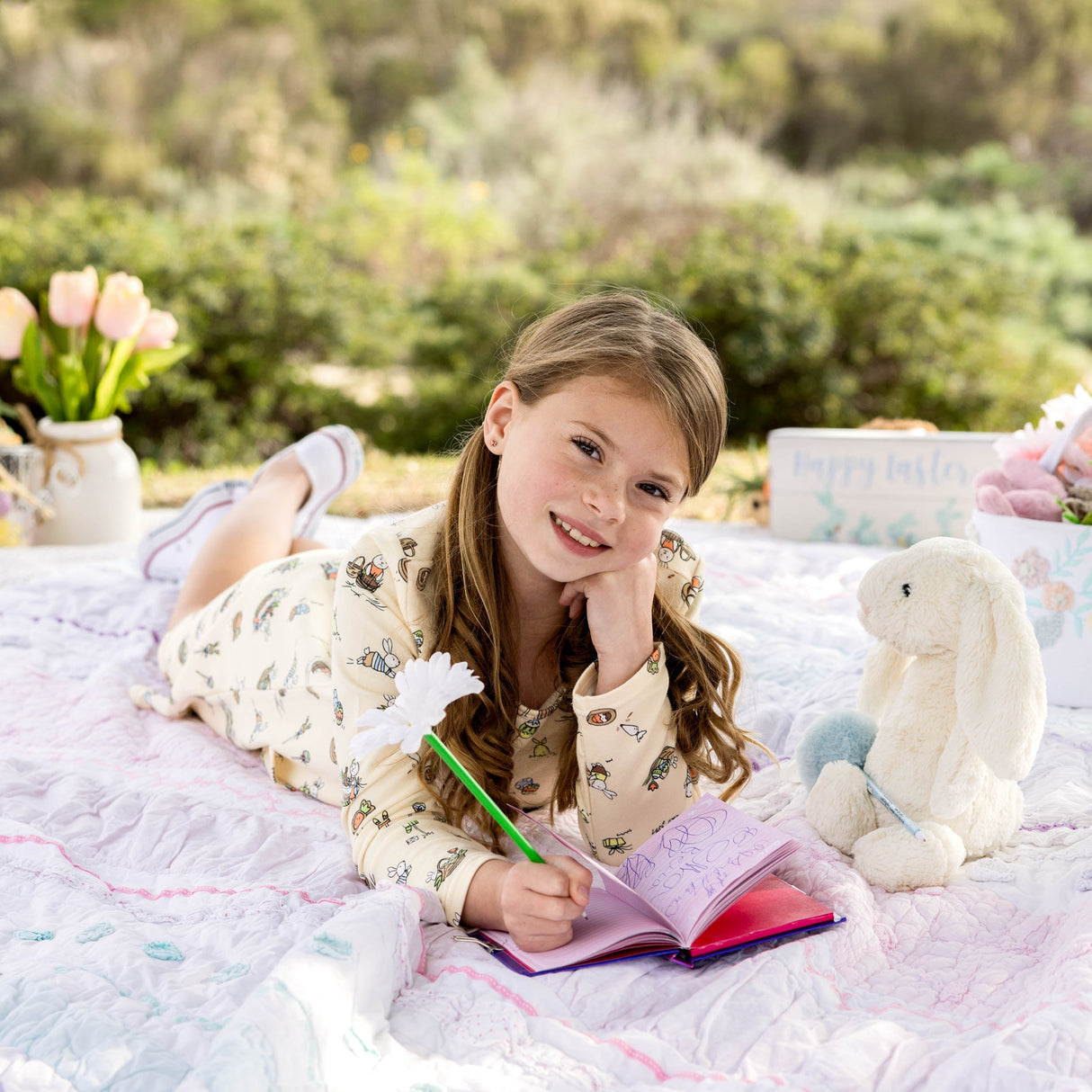 Bunny Workshop French Terry Girls' Daywear Long Sleeve Dress - HoneyBug